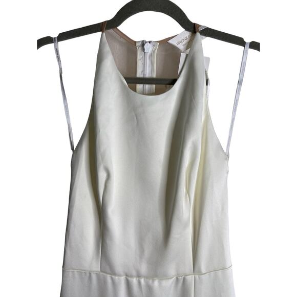 Bronx & Banco Paros Gown Silk Ruffle Hem Pearl Embellishments Bridal White Small - Picture 7 of 14